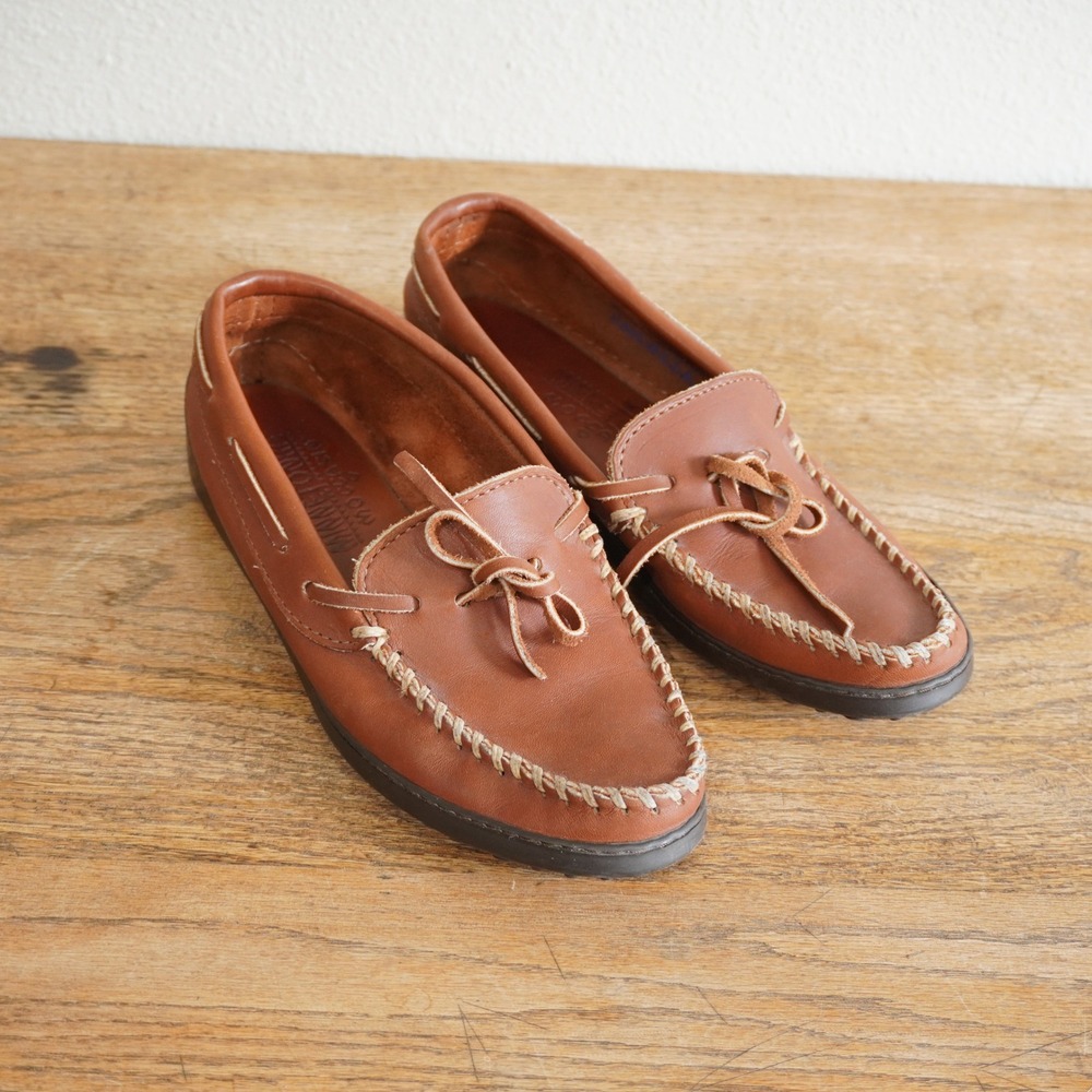 Minnetonka Moccasin Brown Leather Driving Loafers Mens 7.5 Made in USA